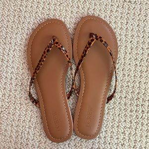JCrew Factory Flat Flip Flops, Leopard, Size 6, NWOT